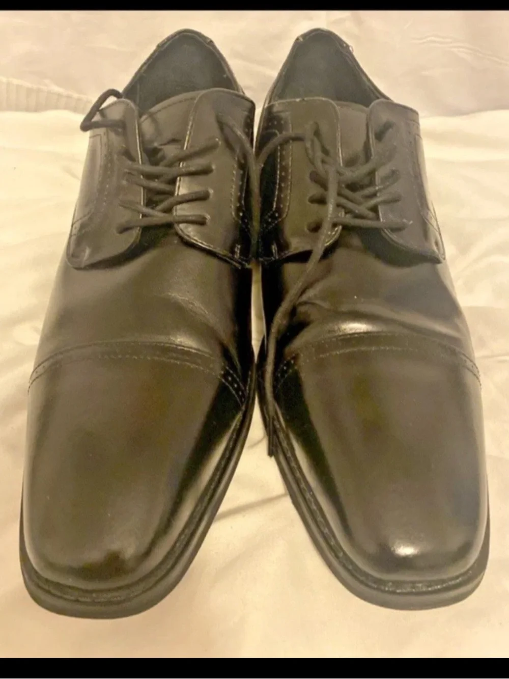 Stacy Adams Black Cap-Toe Lace-Up Oxfords